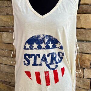 Graphic Tee Stars & Stripes USA Women's Top White Large NWT